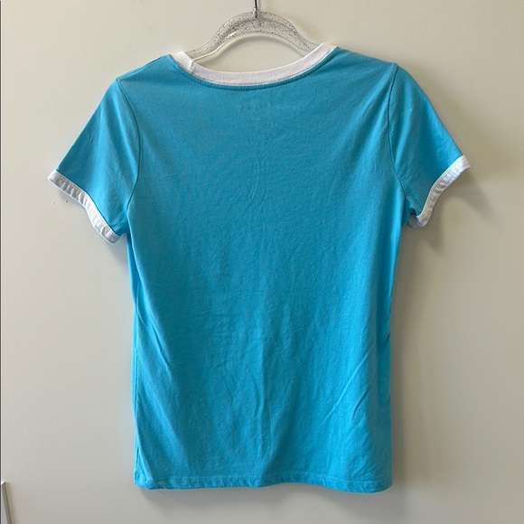 Nautica Sz Medium Blue Crew Neck T-Shirt with White Embroidered Letters - Picture 2 of 7